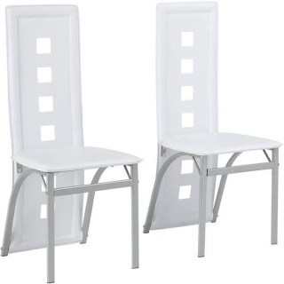 Lot de 2 chaises - Tissu blanc - L 44 x P 53 x H 93 cm - BILLIE