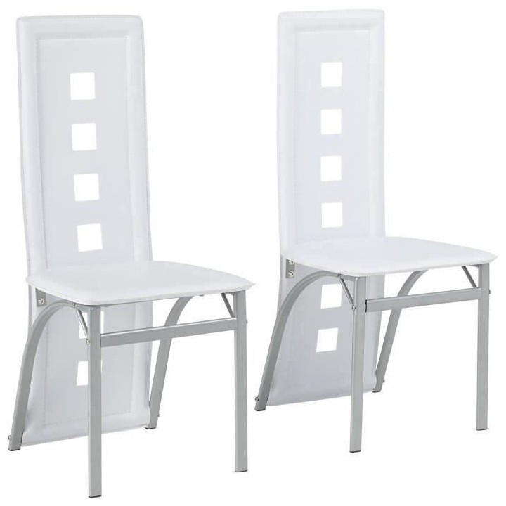 Lot de 2 chaises - Tissu blanc - L 44 x P 53 x H 93 cm - BILLIE