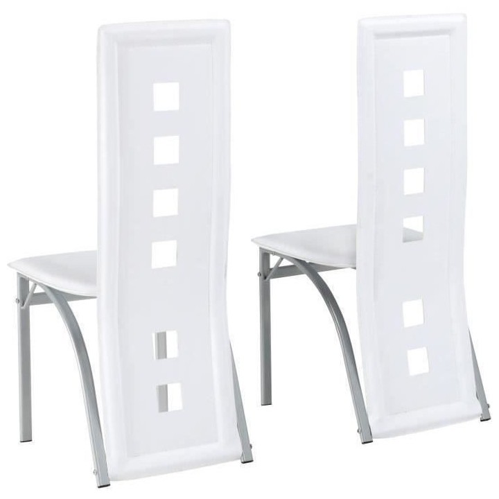 Lot de 2 chaises - Tissu blanc - L 44 x P 53 x H 93 cm - BILLIE
