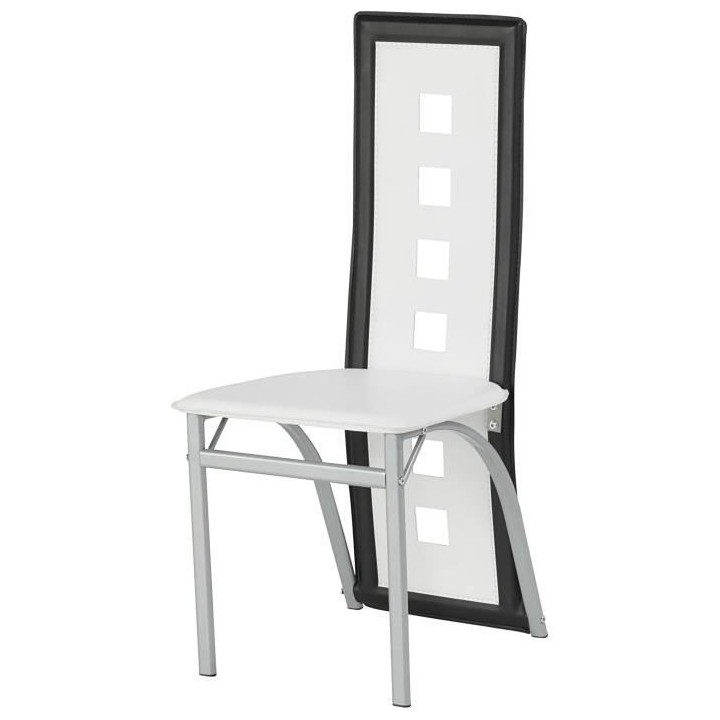 Lot de 2 chaises - Tissu blanc et noir - L 44 x P 53 x H 93 cm - BILLI