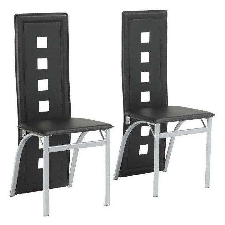 Lot de 2 chaises - Tissu noir - L 44 x P 53 x H 93 cm - BILLIE