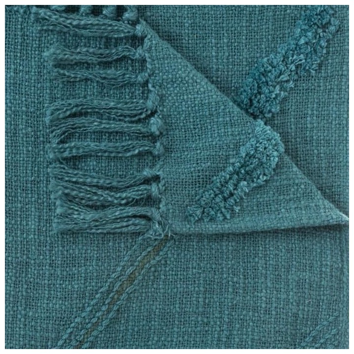 Jeté de lit Tuft Inca - 130 x 180 cm - Bleu canard