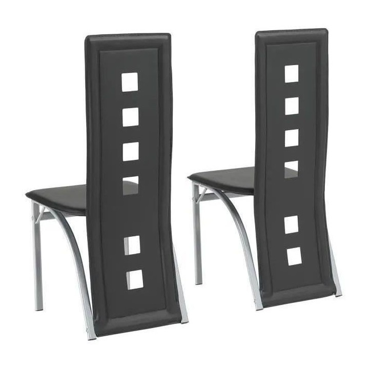 Lot de 2 chaises - Tissu noir - L 44 x P 53 x H 93 cm - BILLIE