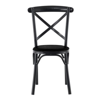 Chaise en métal - Simili noir - L 50 x P 61,5 x H 81,5 cm - CHARLIE