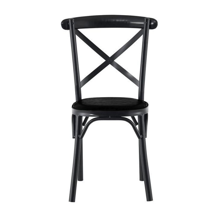 Chaise en métal - Simili noir - L 50 x P 61,5 x H 81,5 cm - CHARLIE