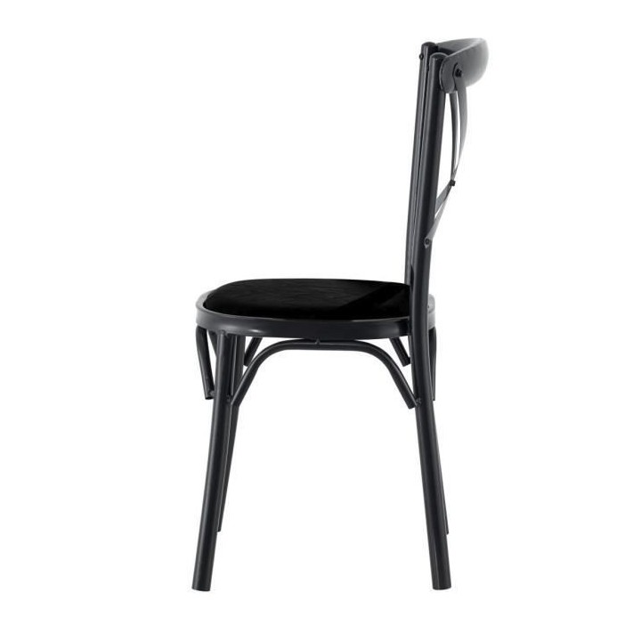 Chaise en métal - Simili noir - L 50 x P 61,5 x H 81,5 cm - CHARLIE