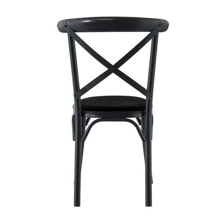 Chaise en métal - Simili noir - L 50 x P 61,5 x H 81,5 cm - CHARLIE