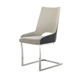 Chaise en tissu gris foncé - Pieds en métal - L 49 x P 60 x H 96 cm