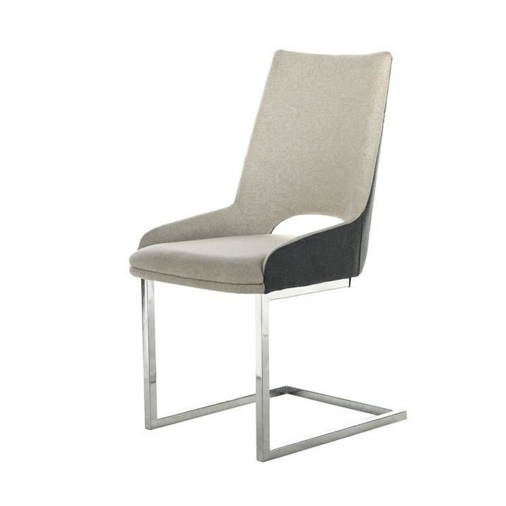 Chaise en tissu gris foncé - Pieds en métal - L 49 x P 60 x H 96 cm