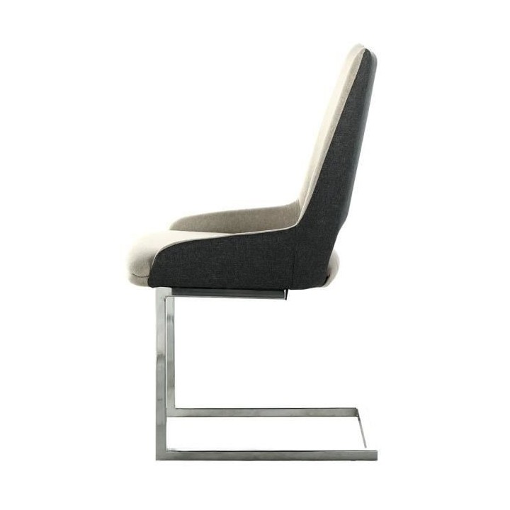 Chaise en tissu gris foncé - Pieds en métal - L 49 x P 60 x H 96 cm