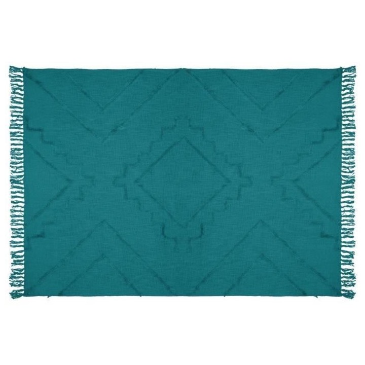 Jeté de lit Tuft Inca - 130 x 180 cm - Bleu canard