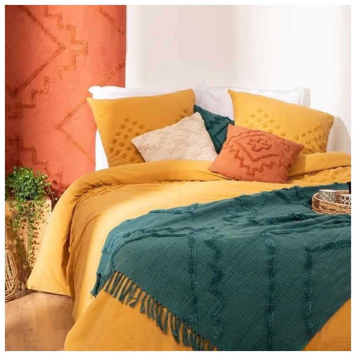 Jeté de lit Tuft Inca - 130 x 180 cm - Bleu canard