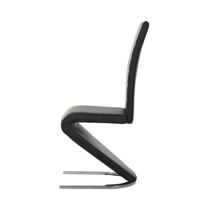 Lot de 2 chaises - Simili noir - Pieds en métal - L 43 x P 55 x H 105