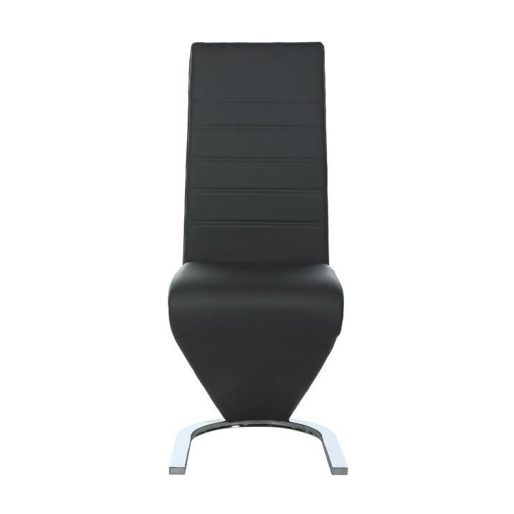 Lot de 4 chaises - Simili noir - Pieds en métal - L 43 x P 55 x H 105