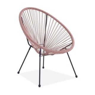 Fauteuil design en forme d'oeuf - MANA - Cordage rose pastel