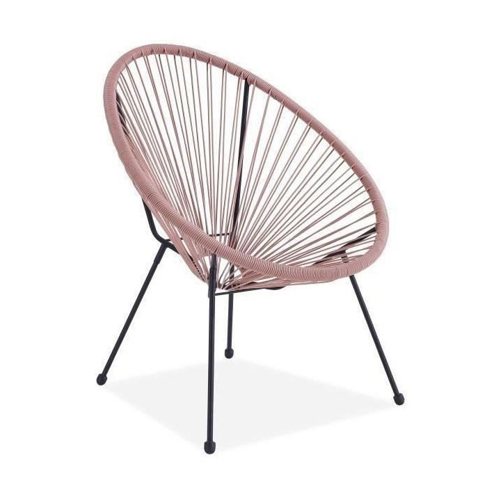 Fauteuil design en forme d'oeuf - MANA - Cordage rose pastel