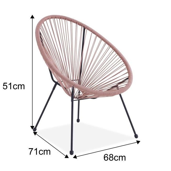 Fauteuil design en forme d'oeuf - MANA - Cordage rose pastel