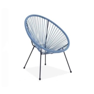 Fauteuil design en forme d'oeuf - MANA - Cordage bleu pastel