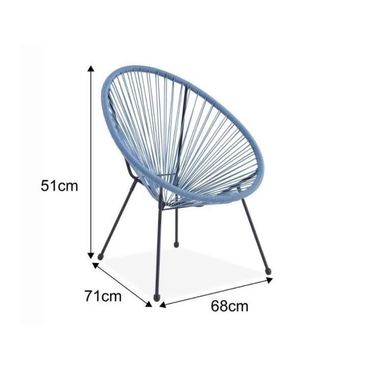 Fauteuil design en forme d'oeuf - MANA - Cordage bleu pastel