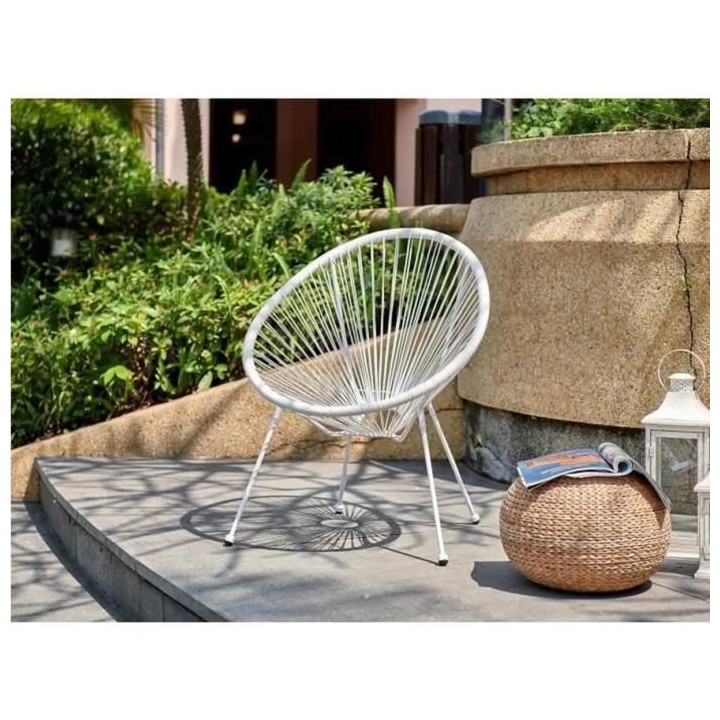 Fauteuil design en forme d'oeuf - MANA - Cordage blanc