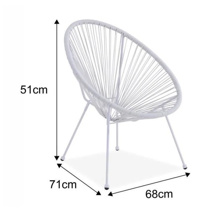 Fauteuil design en forme d'oeuf - MANA - Cordage blanc