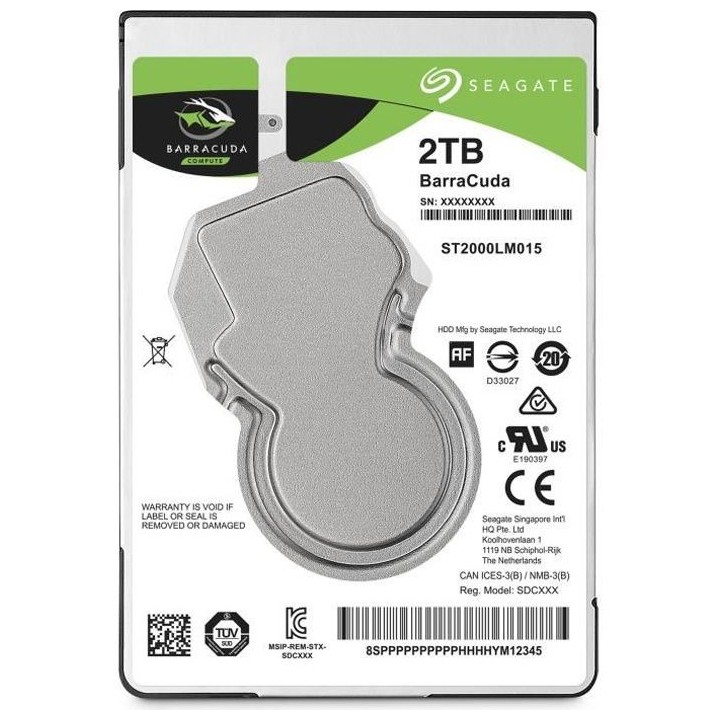 SEAGATE - Disque dur Interne - BarraCuda - 2To - 5 400 tr/min - 2.5