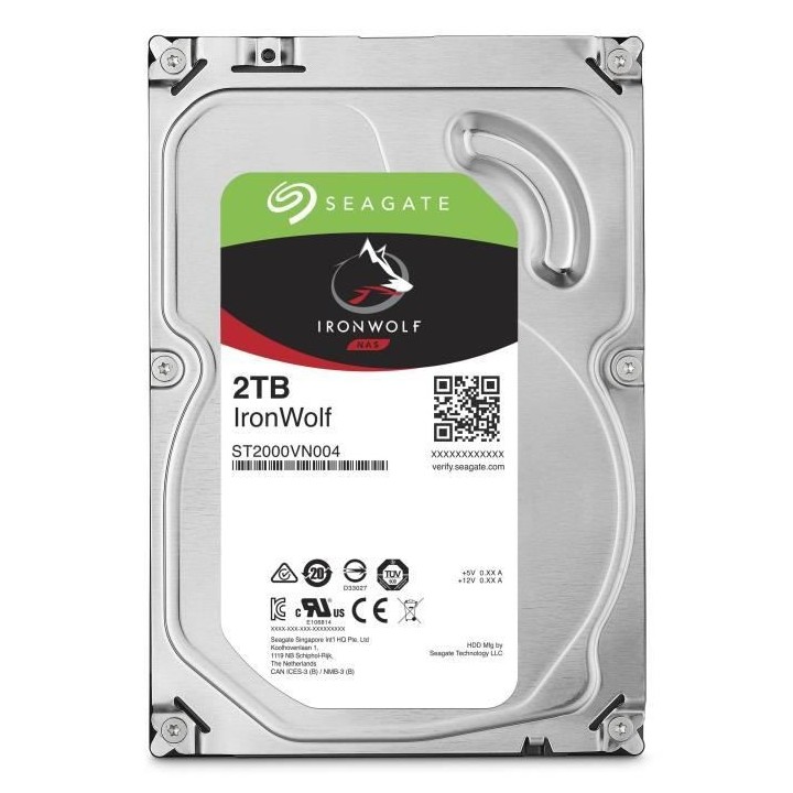 SEAGATE - Disque dur Interne - NAS Iron Wolf - 2To - 5 900 tr/min - 3.
