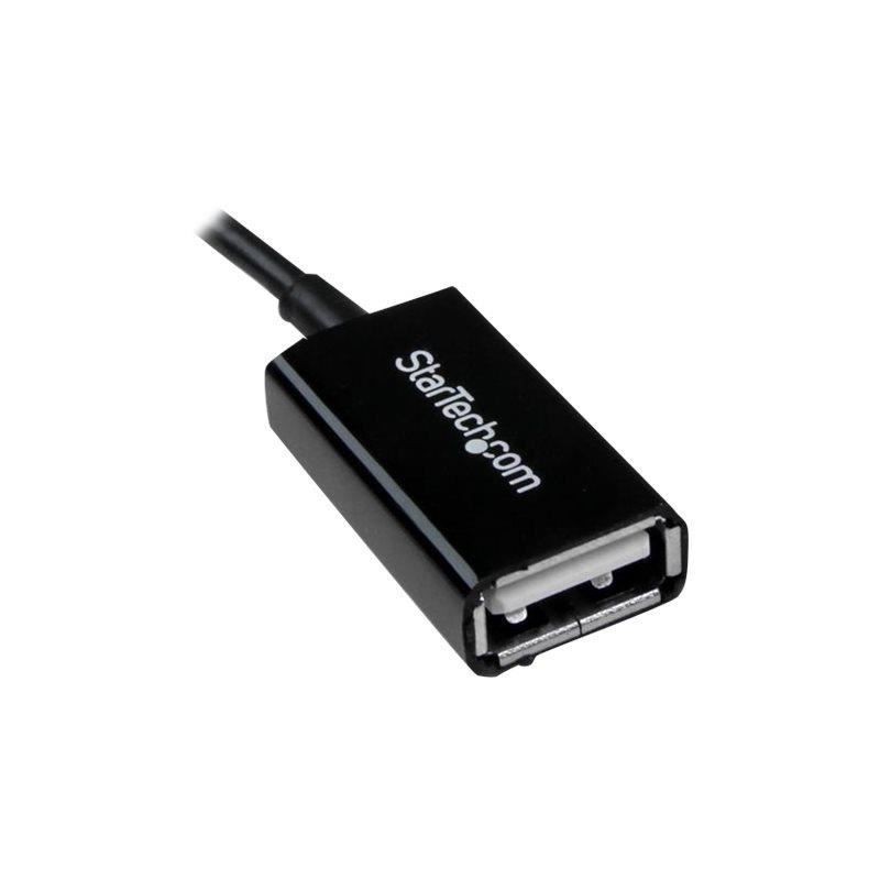 Câble adaptateur Micro USB a USB Host OTG de 12 cm - Adaptateur Micro USB vers USB host OTG de 12 cm - M/F - Noir - UUSBOTG