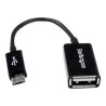 Câble adaptateur Micro USB a USB Host OTG de 12 cm - Adaptateur Micro USB vers USB host OTG de 12 cm - M/F - Noir - UUSBOTG