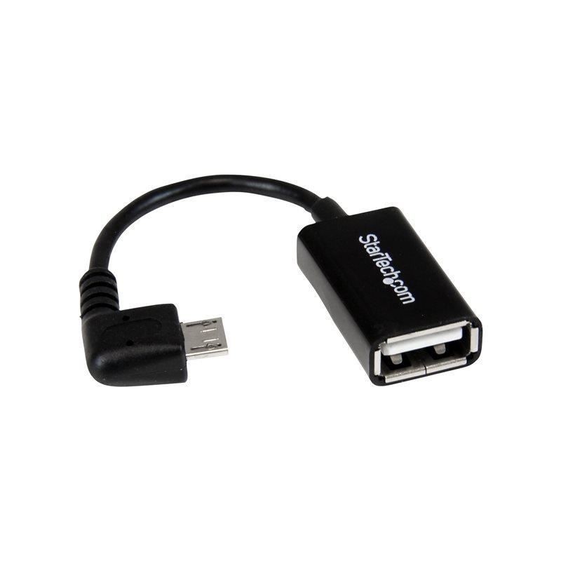 Adaptateur Micro USB coudé droit vers USB Host OTG - Câble Micro USB a angle droit vers USB Host OTG de 12 cm - M/F - UUSBOTGR