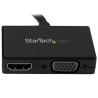 STARTECH.COM Adaptateur audio / vidéo de voyage - Convertisseur 2-en-1 DisplayPort vers HDMI ou VGA - Noir