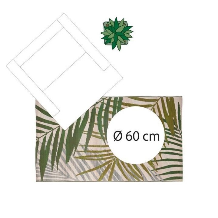 Tapis de salon tropical - 100 x 150 cm - Vert