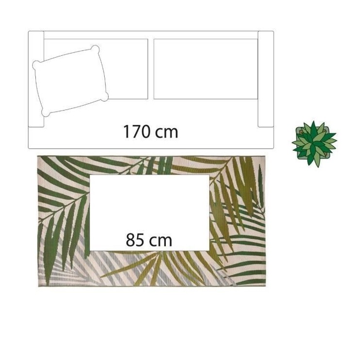 Tapis de salon tropical - 100 x 150 cm - Vert