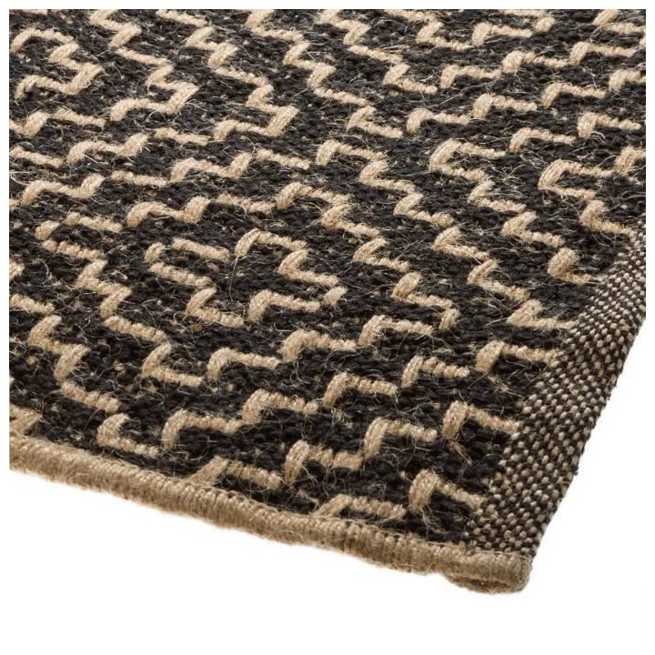 ATMOSPHERA Tapis noir en jute coton - 120 x 170 cm