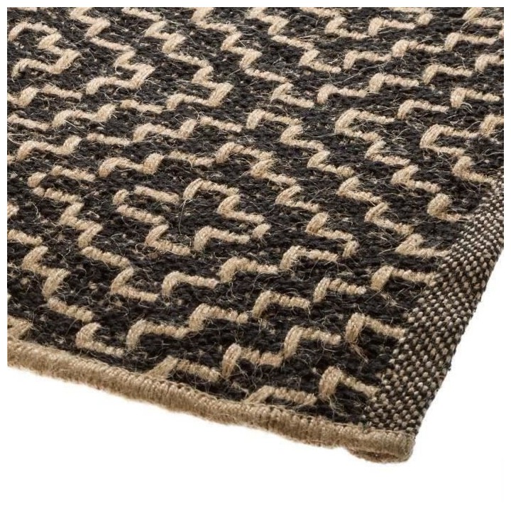 ATMOSPHERA Tapis noir en jute coton - 120 x 170 cm
