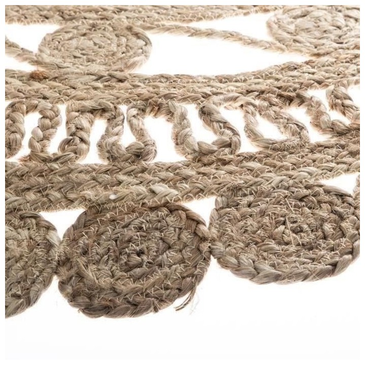 Tapis de salon dentelle en jute - Ø 120 cm - Beige