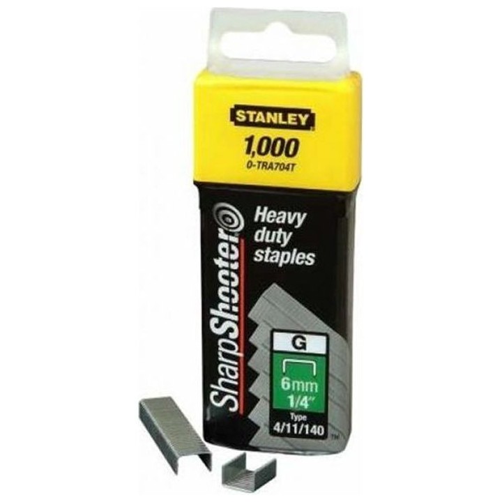 Boite de 1000 Agrafes type G STANLEY - 1-TRA709T - 14 mm