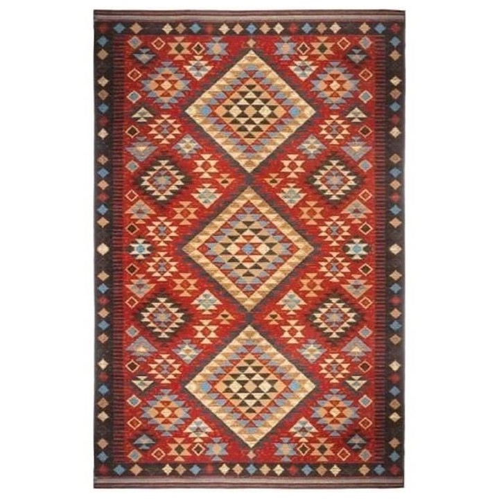 Tapis de salon Kilim - 100 x 150 cm - Rouge