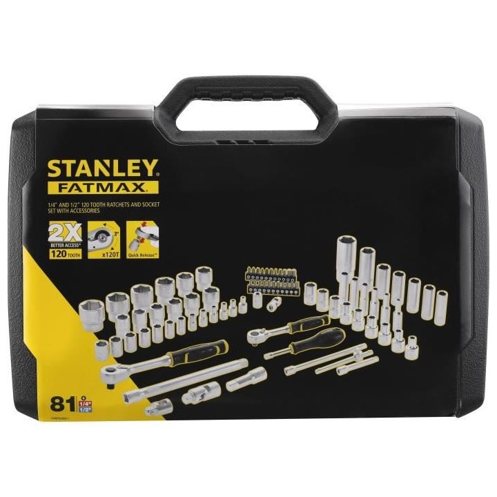 Coffret de douilles 1/4 et 1/2 STANLEY - FMMT82826-1 avec cliquet et r