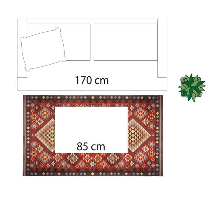 Tapis de salon Kilim - 100 x 150 cm - Rouge