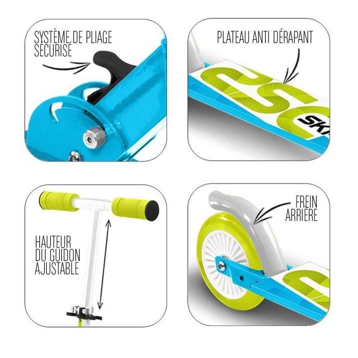 SKIDS CONTROL Trottinette pliable - Bleu - 2 roues