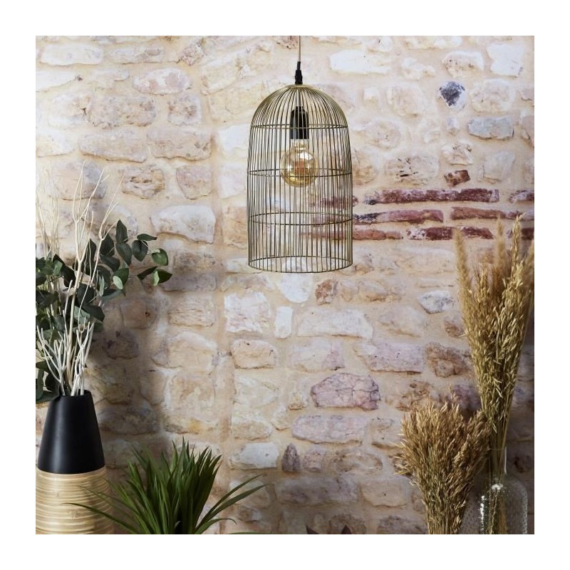 Suspension Cage Haute Filaire - Métal - Mordore Mat - HOME DECO FACTORY