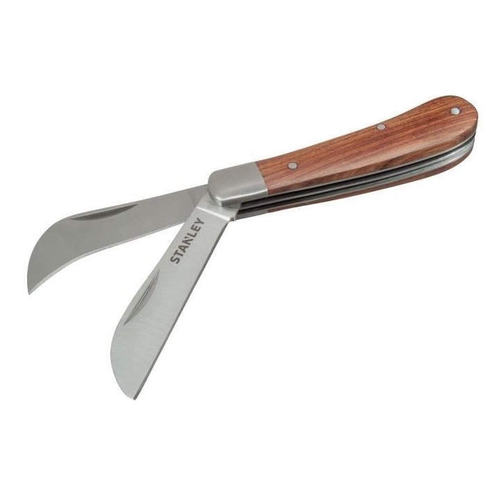 Couteau d'éléctricien a 2 lames avec manche en bois STANLEY - STHT0-