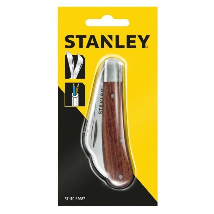 Couteau d'éléctricien a 2 lames avec manche en bois STANLEY - STHT0-
