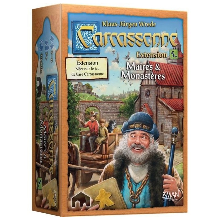 Z-Man Games | Carcassonne - Extension 5 Maires & Monasteres | Jeu de s