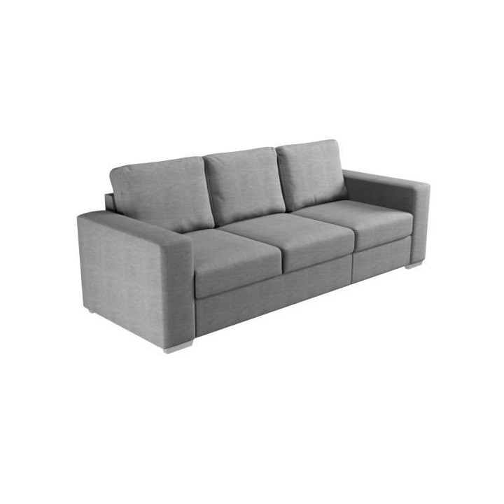 Canapé convertible 3 places STONE - Tissu gris - Méridienne - L 233