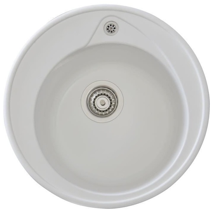 STRADOUR Evier a encastrer RONDA, en SMC BLANC UNI - 17, 1 bac, dim.