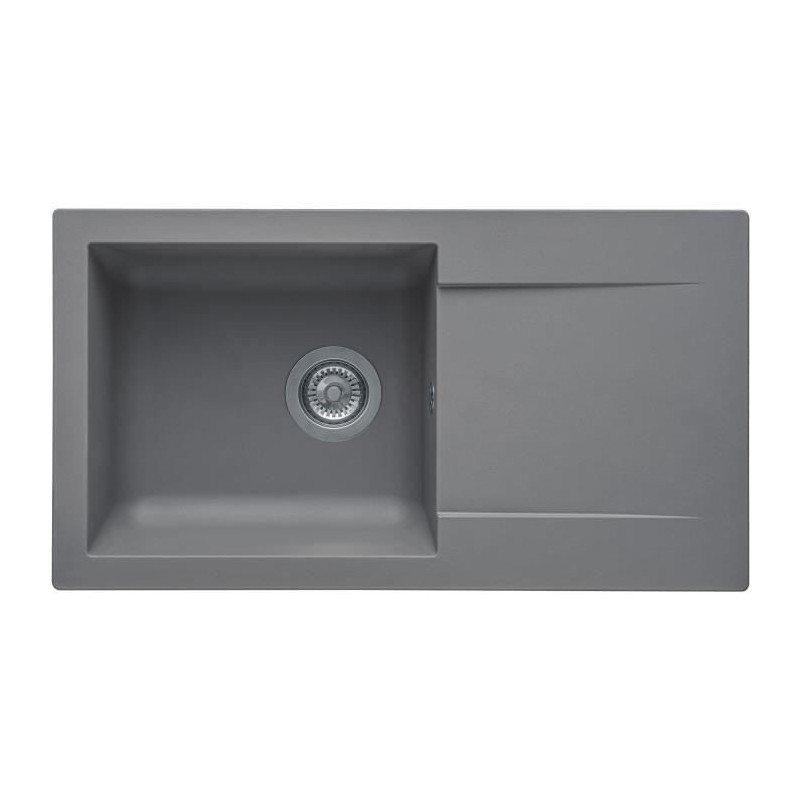 STRADOUR Evier a encastrer EINNA, en SMC GRIS BETON - 16, 1 bac, dim. 78 * 43,5 cm, vidage manuel