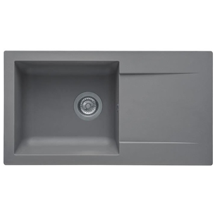 STRADOUR Evier a encastrer EINNA, en SMC GRIS BETON - 16, 1 bac, dim.