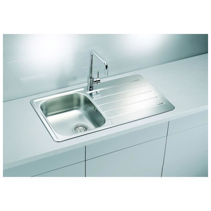 STRADOUR Evier a encastrer LINE, en INOX 18/10 SATIN, 1 bac, dim. 86 x